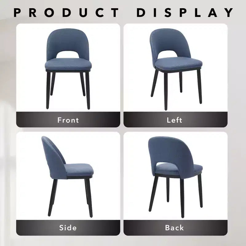 Lot de 2 chaises de salle à manger rembourrées, chaises d'appoint de cuisine modernes en tissu avec coussins épais et pieds en bois, chaises confortables avec dossier incurvé