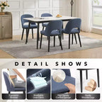 Lot de 2 chaises de salle à manger rembourrées, chaises d'appoint de cuisine modernes en tissu avec coussins épais et pieds en bois, chaises confortables avec dossier incurvé