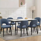Lot de 2 chaises de salle à manger rembourrées, chaises d'appoint de cuisine modernes en tissu avec coussins épais et pieds en bois, chaises confortables avec dossier incurvé