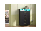 Commode haute moderne à 5 tiroirs pour chambre, commode en bois avec glissières à fermeture silencieuse, organisateur de rangement blanc résistant à l'eau pour couloir