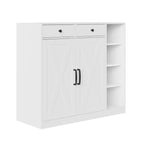 Meuble à chaussures avec 2 portes de grange et 2 tiroirs, rangement à chaussures d'entrée à 7 niveaux avec étagères réglables