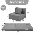 Canapé-lit pliant avec oreiller, matelas convertible, housse lavable en mousse à mémoire de forme, taille simple