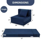 Canapé-lit pliant avec oreiller, matelas convertible, housse lavable en mousse à mémoire de forme, taille simple