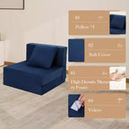 Canapé-lit pliant avec oreiller, matelas convertible, housse lavable en mousse à mémoire de forme, taille simple