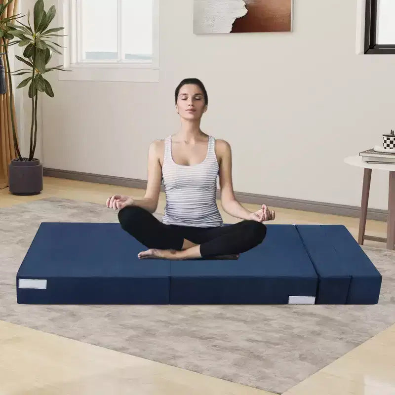Canapé-lit pliant avec oreiller, matelas convertible, housse lavable en mousse à mémoire de forme, taille simple