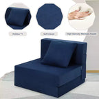 Canapé-lit pliant avec oreiller, matelas convertible, housse lavable en mousse à mémoire de forme, taille simple