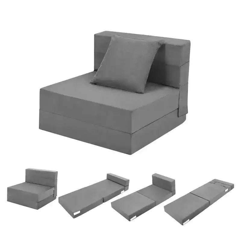 Canapé-lit pliant avec oreiller, matelas convertible, housse lavable en mousse à mémoire de forme, taille simple