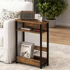 Table d'appoint étroite avec étagère de rangement