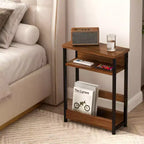 Table d'appoint étroite avec étagère de rangement