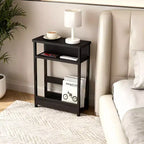 Table d'appoint étroite avec étagère de rangement