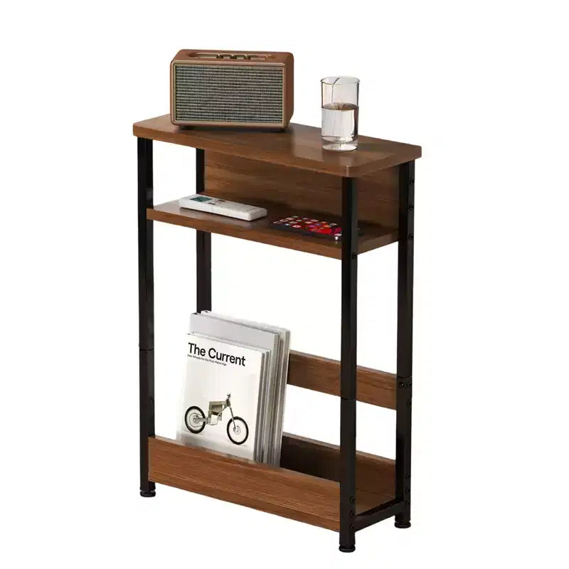 Table d'appoint étroite avec étagère de rangement