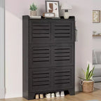 Slim 3-Drawer Shoe Cabinet with Ventilated Doors & Hooks - Space-Saving Entryway Storage Organizer