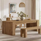 Table à manger rectangulaire de 180 cm pour 6-8 personnes, table de cuisine en bois de style rustique, grand meuble de salle à manger pour cuisine, salon