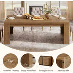 Table à manger rectangulaire de 180 cm pour 6-8 personnes, table de cuisine en bois de style rustique, grand meuble de salle à manger pour cuisine, salon