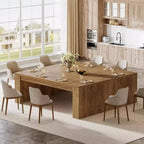 Table à manger rectangulaire de 180 cm pour 6-8 personnes, table de cuisine en bois de style rustique, grand meuble de salle à manger pour cuisine, salon