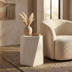 Table d'appoint géométrique moderne, table d'appoint intérieure/extérieure en fibre de pierre