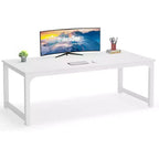 Bureau d'ordinateur moderne, grand bureau de direction de 200 x 100 cm, table d'ordinateur, bureau d'étude, poste de travail pour bureau à domicile, blanc