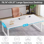 Bureau d'ordinateur moderne, grand bureau de direction de 200 x 100 cm, table d'ordinateur, bureau d'étude, poste de travail pour bureau à domicile, blanc