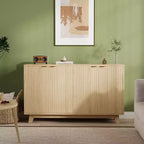 Sideboard Buffet Cabinet with Storage, Modern Fluted Accent Credenza with Doors & Adjustable Shelves, 55.1 in Wood Coffee Bar Console Table