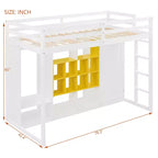 Lit mezzanine en bois avec armoire, étagères et placard