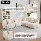 Canapé d'angle nuage en chenille de 3,13 m, canapé incurvé de luxe moderne avec 4 oreillers
