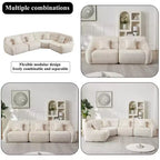 Canapé d'angle nuage en chenille de 3,13 m, canapé incurvé de luxe moderne avec 4 oreillers