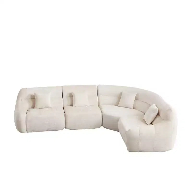 Canapé d'angle nuage en chenille de 3,13 m, canapé incurvé de luxe moderne avec 4 oreillers
