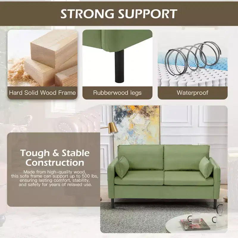 Canapé Loveseat en Velours de 57,9", Causeuse Rembourrée avec 2 Coussins Extra Doux et Rangement Latéral Pratique, Deux Places Confortables et Élégantes
