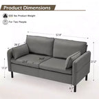 Canapé Loveseat en Velours de 57,9", Causeuse Rembourrée avec 2 Coussins Extra Doux et Rangement Latéral Pratique, Deux Places Confortables et Élégantes