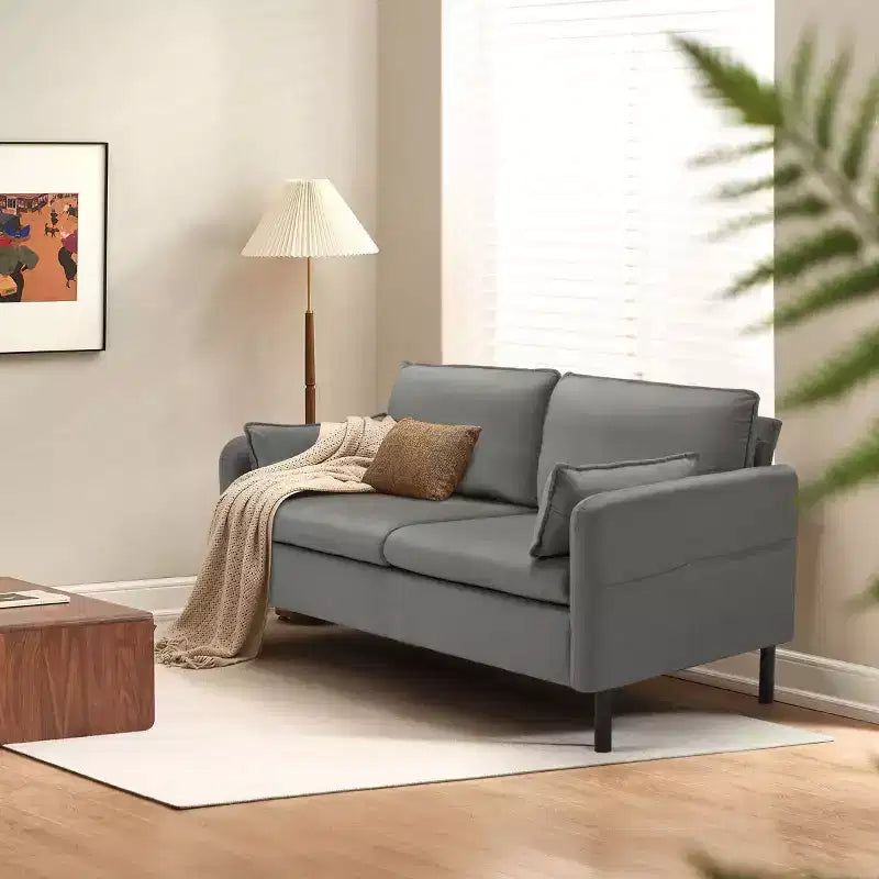 Canapé Loveseat en Velours de 57,9", Causeuse Rembourrée avec 2 Coussins Extra Doux et Rangement Latéral Pratique, Deux Places Confortables et Élégantes