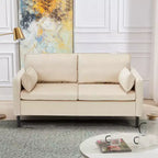 Canapé Loveseat en Velours de 57,9", Causeuse Rembourrée avec 2 Coussins Extra Doux et Rangement Latéral Pratique, Deux Places Confortables et Élégantes