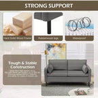 Canapé Loveseat en Velours de 57,9", Causeuse Rembourrée avec 2 Coussins Extra Doux et Rangement Latéral Pratique, Deux Places Confortables et Élégantes