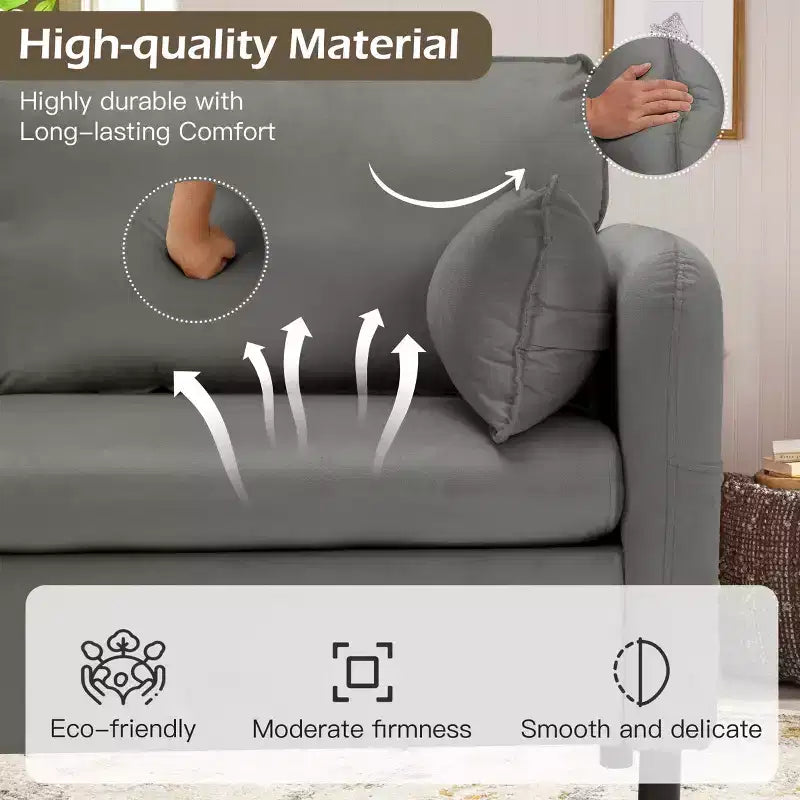 Canapé Loveseat en Velours de 57,9", Causeuse Rembourrée avec 2 Coussins Extra Doux et Rangement Latéral Pratique, Deux Places Confortables et Élégantes