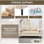 Canapé Loveseat en Velours de 57,9", Causeuse Rembourrée avec 2 Coussins Extra Doux et Rangement Latéral Pratique, Deux Places Confortables et Élégantes