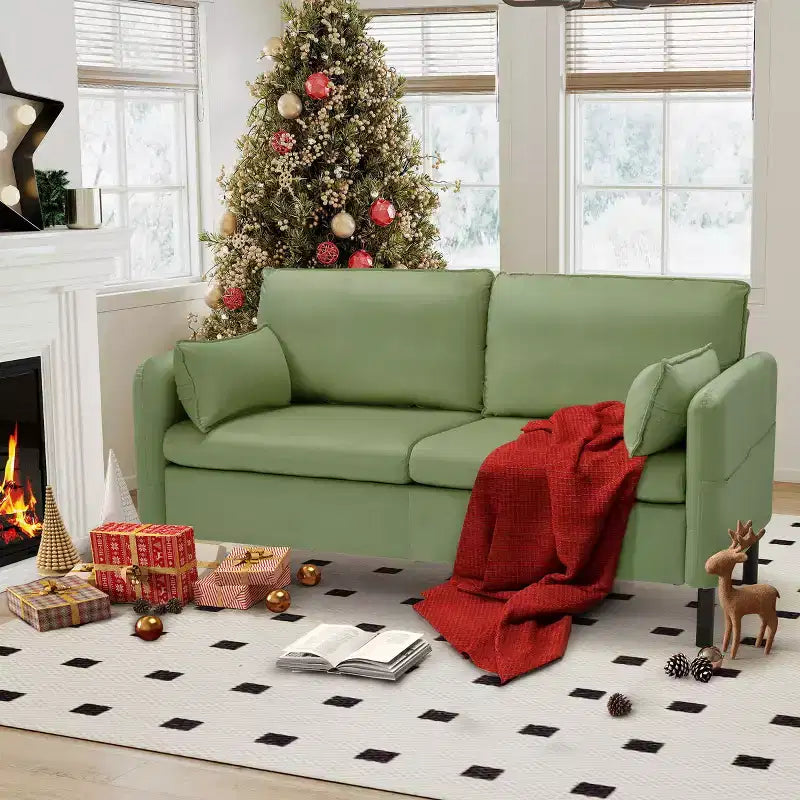 Canapé Loveseat en Velours de 57,9", Causeuse Rembourrée avec 2 Coussins Extra Doux et Rangement Latéral Pratique, Deux Places Confortables et Élégantes