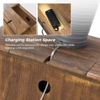 Table d'appoint à 2 tiroirs de 24 po avec station de recharge, bleue