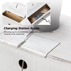 Table d'appoint à 2 tiroirs de 24 po avec station de recharge, bleue