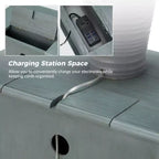 Table d'appoint à 2 tiroirs de 24 po avec station de recharge, bleue