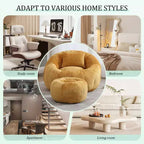 Pouf Géant Moderne, Fauteuil Rond Confortable pour Adultes avec Repose-pieds, Fauteuil de Lecture Individuel Relaxant avec Oreiller pour Salon, Chambre