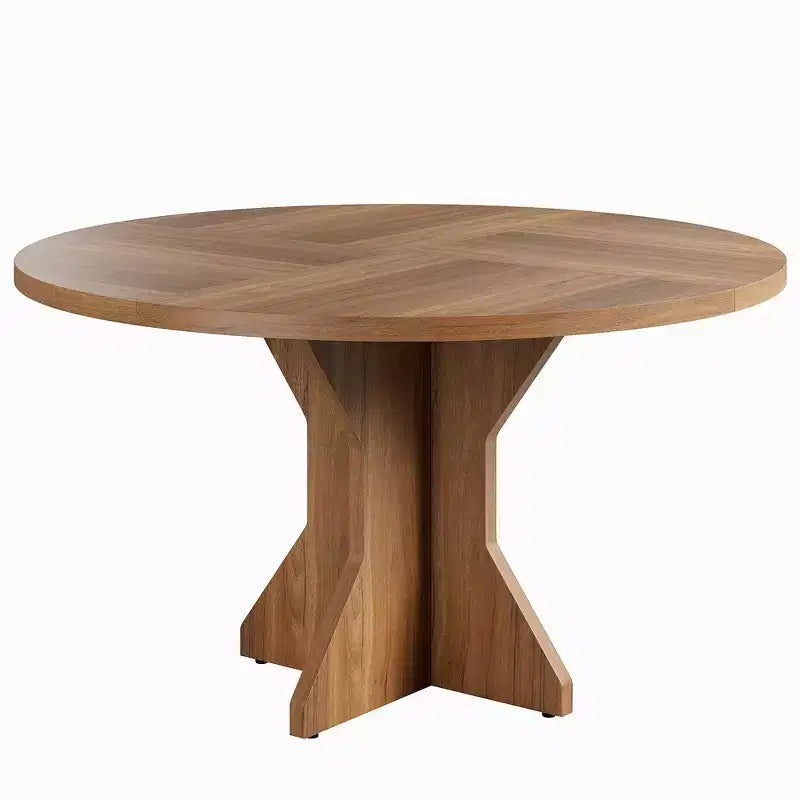 Table à manger ronde pour 4-6 personnes, table de cuisine en bois de 47 pouces avec piédestal, table circulaire moderne pour salon, cuisine, sans chaises