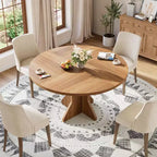 Table à manger ronde pour 4-6 personnes, table de cuisine en bois de 47 pouces avec piédestal, table circulaire moderne pour salon, cuisine, sans chaises
