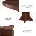 Table à manger ronde pour 4-6 personnes, table de cuisine en bois de 47 pouces avec piédestal, table circulaire moderne pour salon, cuisine, sans chaises