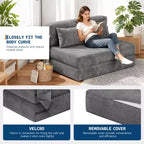Canapé-lit pliant et fauteuil convertible 4 en 1, causeuse transformable de 72/76 pouces, chaise longue capitonnée