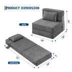 Canapé-lit pliant et fauteuil convertible 4 en 1, causeuse transformable de 72/76 pouces, chaise longue capitonnée