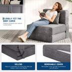Canapé-lit pliant et fauteuil convertible 4 en 1, causeuse transformable de 72/76 pouces, chaise longue capitonnée