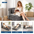 Canapé-lit pliant et fauteuil convertible 4 en 1, causeuse transformable de 72/76 pouces, chaise longue capitonnée