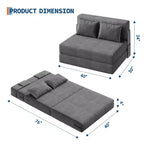 Canapé-lit pliant et fauteuil convertible 4 en 1, causeuse transformable de 72/76 pouces, chaise longue capitonnée