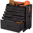 Servante à roulettes 6 tiroirs – Meuble de rangement mobile robuste en acier pour garage, noir