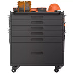 Servante à roulettes 6 tiroirs – Meuble de rangement mobile robuste en acier pour garage, noir