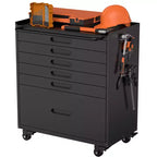 Servante à roulettes 6 tiroirs – Meuble de rangement mobile robuste en acier pour garage, noir